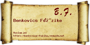 Benkovics Füzike névjegykártya